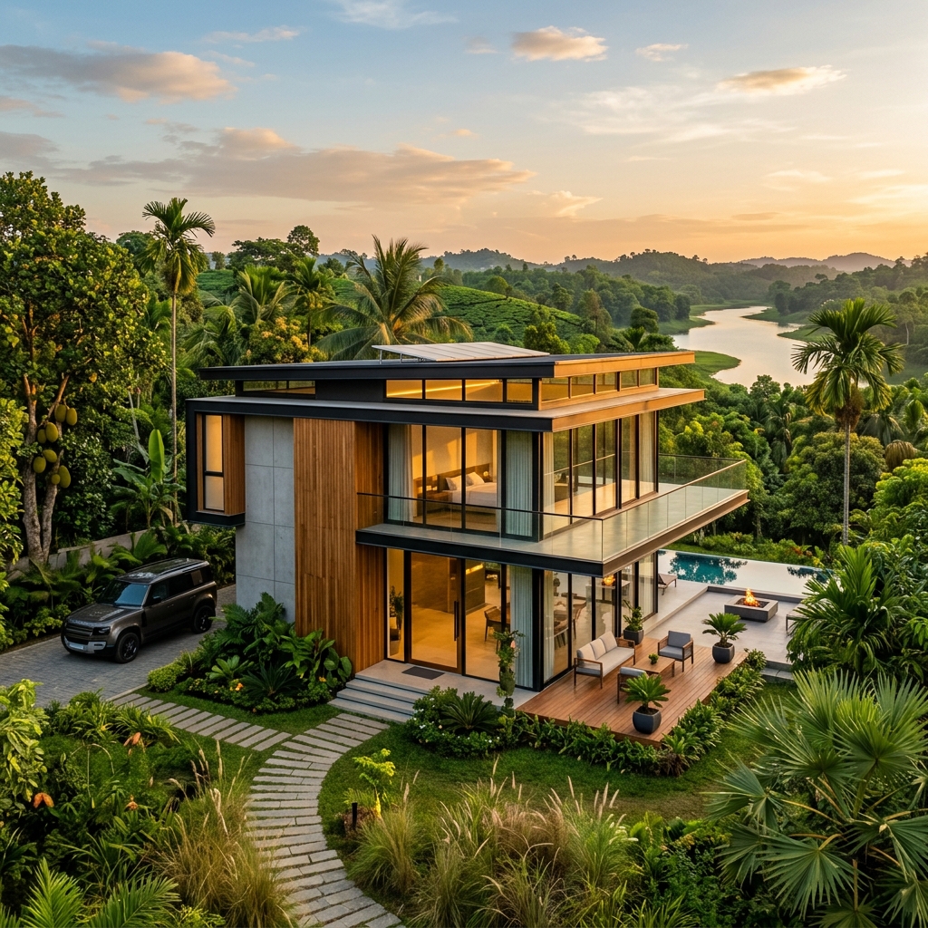 Modern prefab house exterior by Bongshai Housing