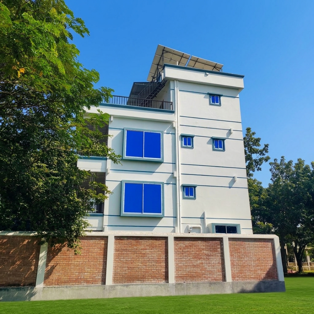 Side view of the prefab building in Asulia