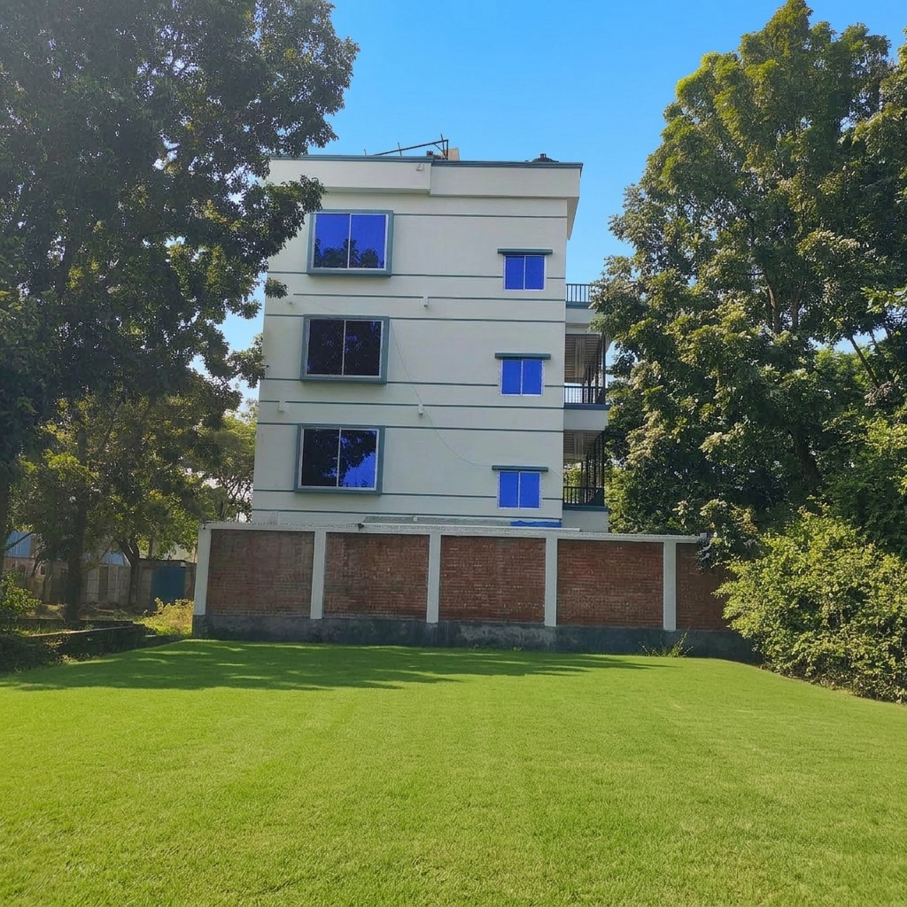 Another side view of the prefab building in Asulia