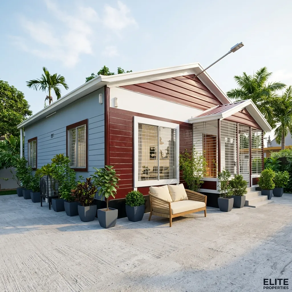 Low-cost single-story prefab cottage in Daudkandi, Cumilla