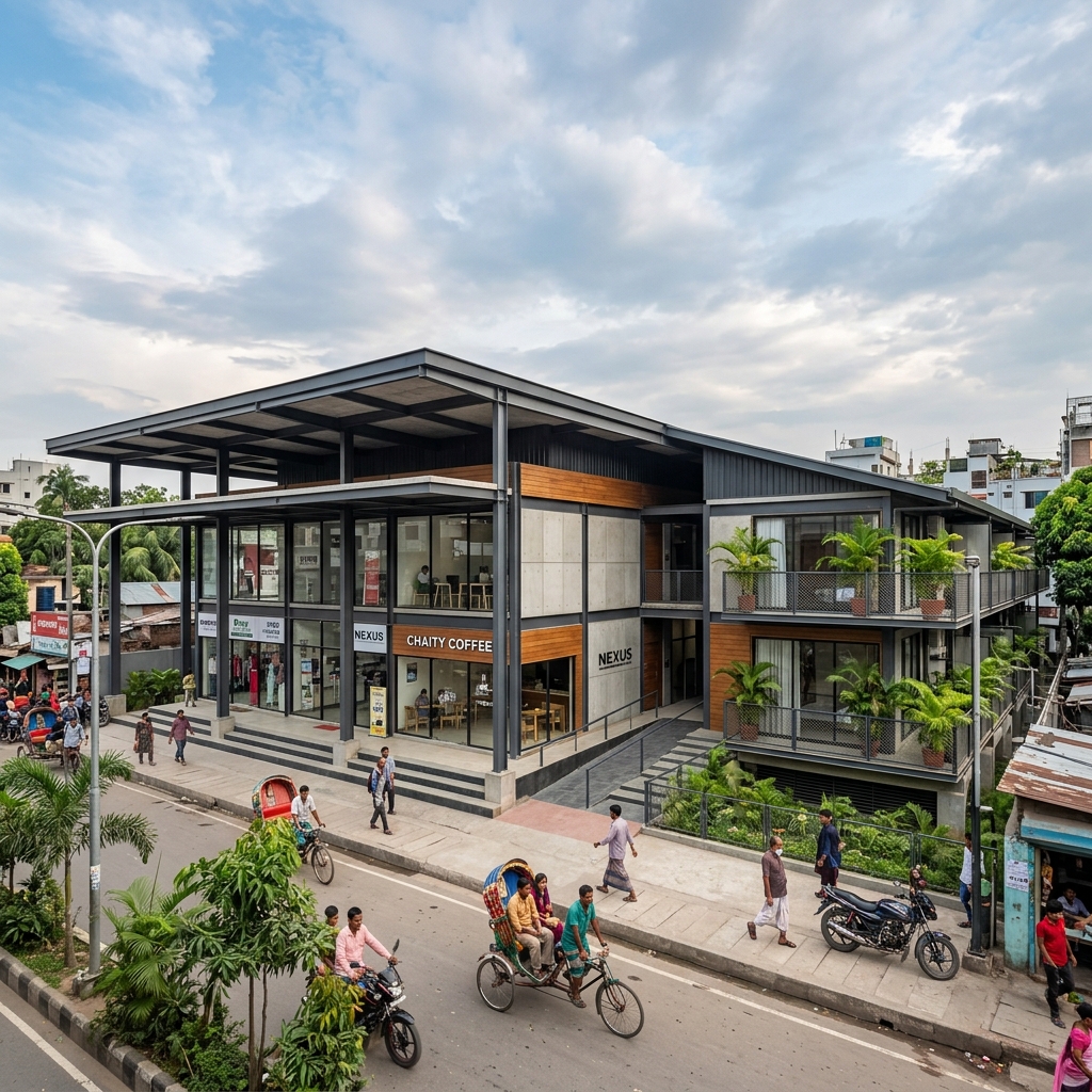 Single story composite building in Bangladesh by Bongshai Housing