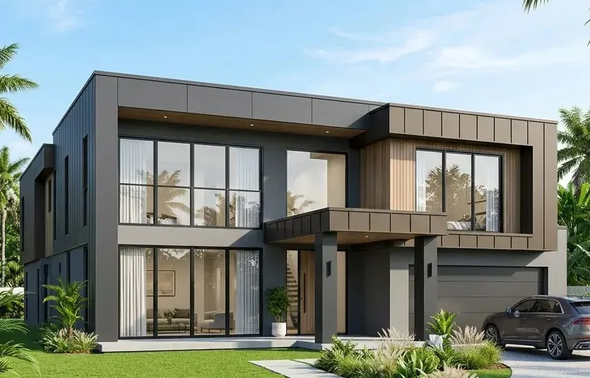 BH‑SH‑608 steel house façade showing 8 bedroom layout, 3000 sq ft, ready for delivery across Bangladesh.